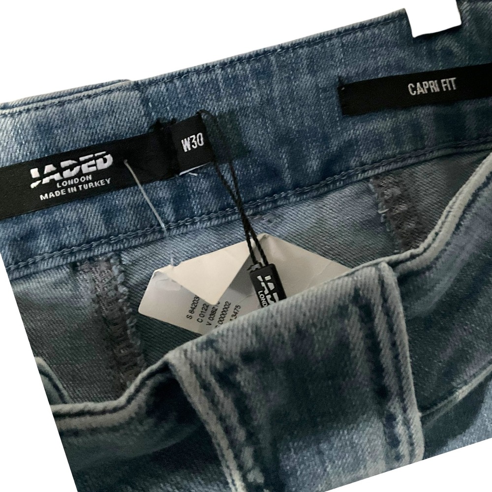 Jaded‎ London Capri Fit Light Wash Denim Jeans W30 Cropped Wide Leg NEW - Picture 4 of 7